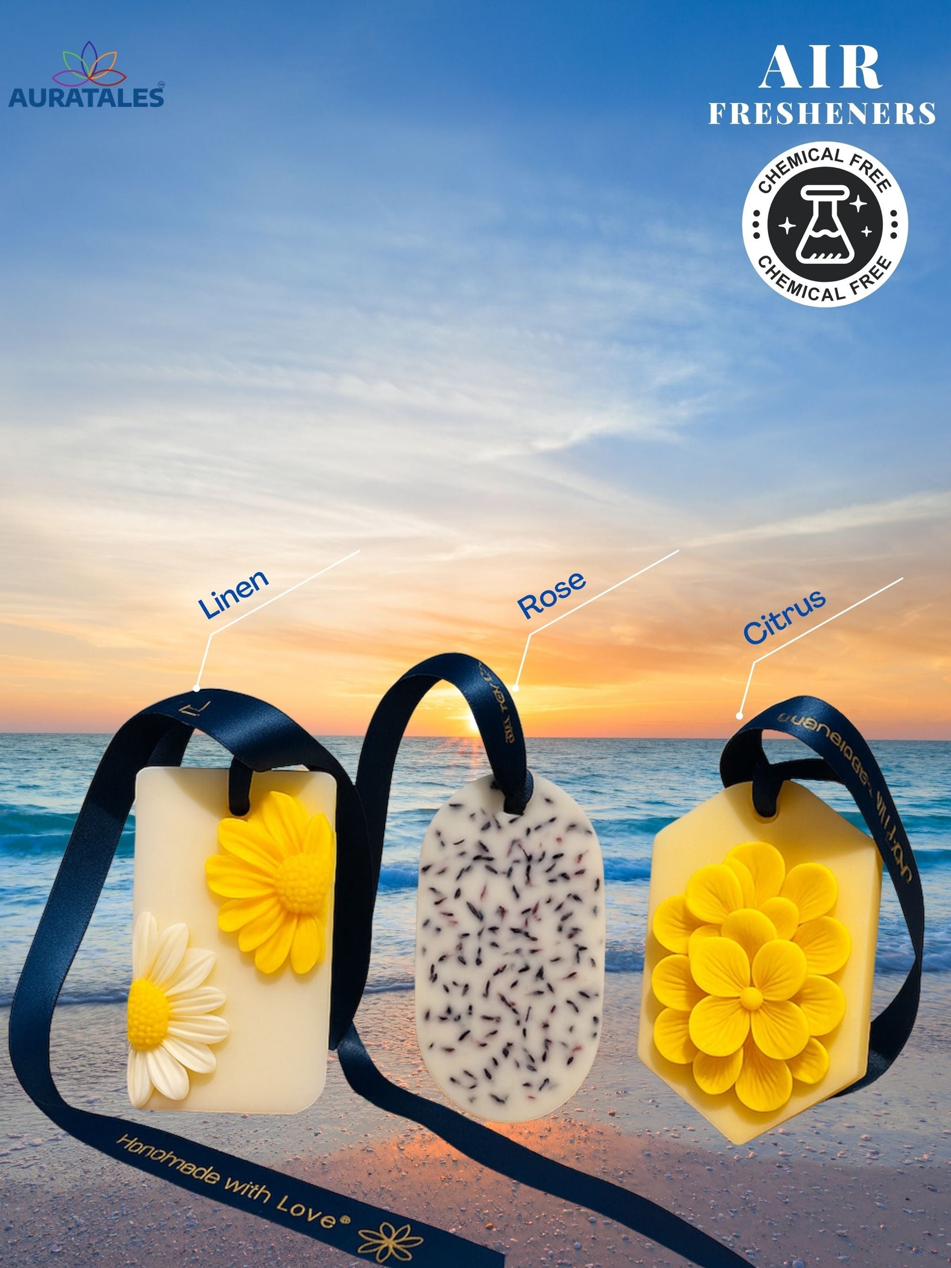 Natural wax sachet air freshener for wardrobe and bathroom by AuraTales