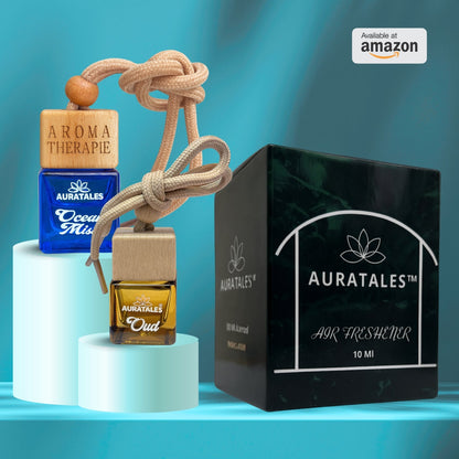 Car Hanging Perfume - Ocean Mist & Oud | Car Air Freshener - Combo Pack of 2 AuraTales