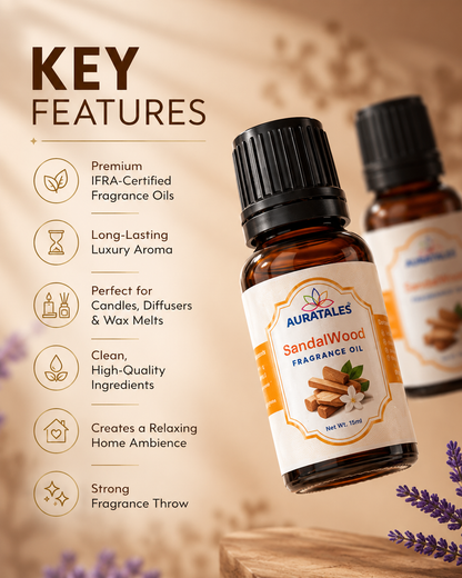 SandalWood Fragrance Oil Pack of 2 |30ml | Used in Diffusers, Candles, Air Fresheners, Soaps (Copy) AuraTales