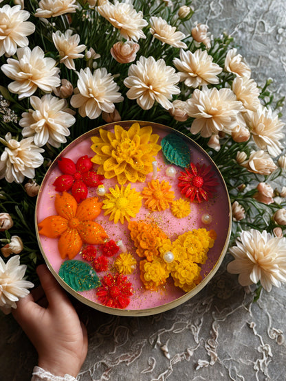 Golden Butterfly Urli Candle - Rose Oudh Rose Saffron | For Festival & Gifting AuraTales