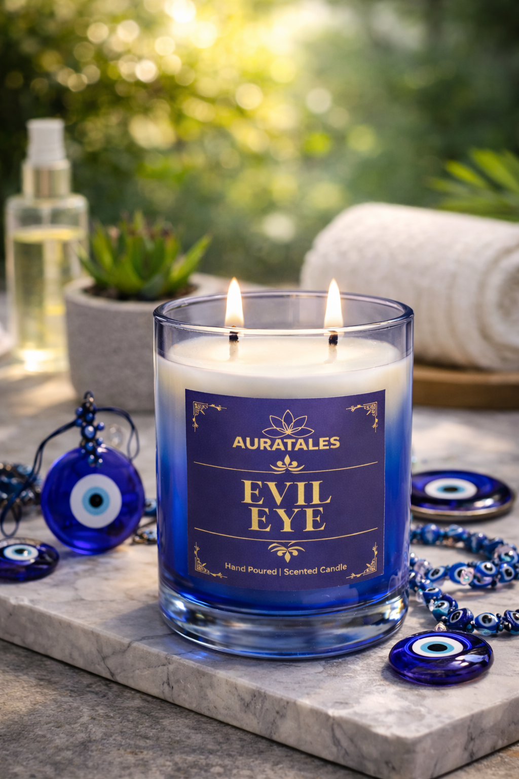 Evil Eye Candle - Protection From Negative Energies | Nazar Scented Candle | Wellness Candle Aura Tales