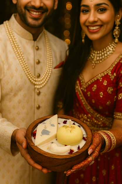 Kaju Katli Sweet Scented Candle Wooden Jar | Festive Gifting & Home Decor Aura Tales