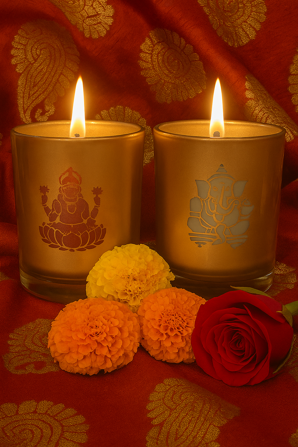 Ganesh & Lakshmi Divine Scented Candle Set For Festivals Pooja & Gift AuraTales