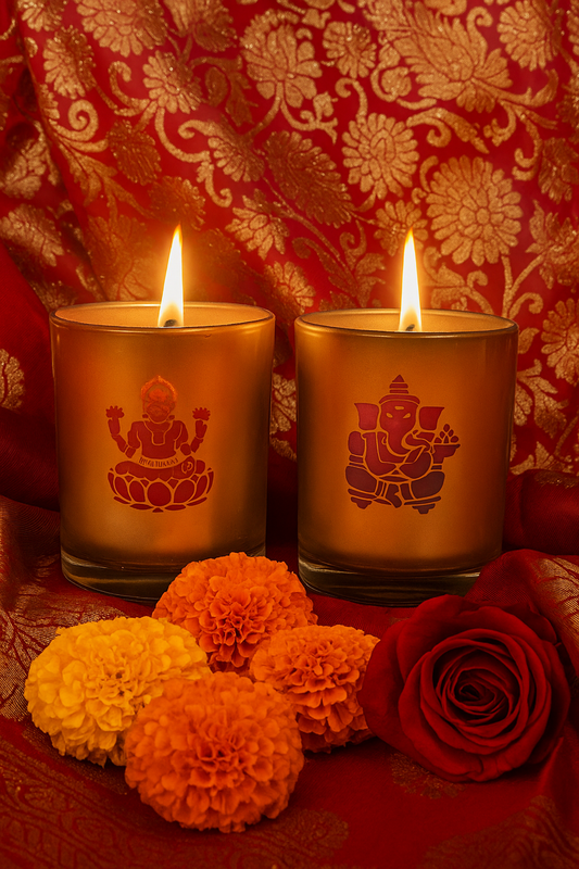 Ganesh & Lakshmi Divine Scented Candle Set For Festivals Pooja & Gift AuraTales