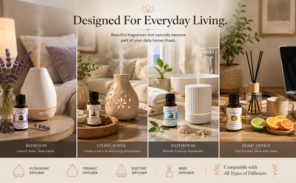 Fragrance Oil for Diffusers | Pack of 4 | 60ml | Best for Aromatherapy | Helps in Meditation | Used in Home, Candle, Diffusers, Air Fresheners (Lavender, Musk, Ocean-Mist, Citrus) AuraTales