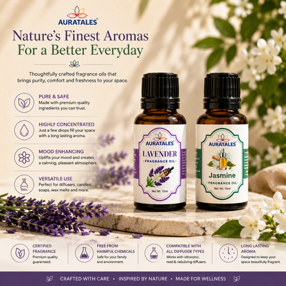 Lavender, Jasmine Fragrance Oil |30 ml|Pack of 2|Used in Diffusers, Candles, Air Fresheners, Soaps AuraTales