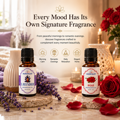 Lavender, Rose Fragrance Oil |30 ml| Pack of 2|Used in Diffusers, Candles, Air Fresheners, Soaps AuraTales