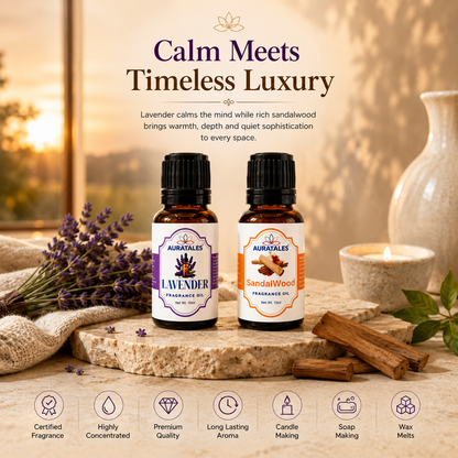 Lavender, Sandalwood Fragrance Oil |30 ml| Pack of 2|Used in Diffusers, Candles, Air Fresheners, Soaps AuraTales