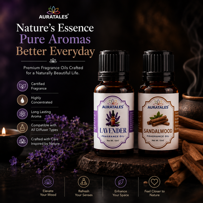 Lavender, Sandalwood Fragrance Oil |30 ml| Pack of 2|Used in Diffusers, Candles, Air Fresheners, Soaps AuraTales