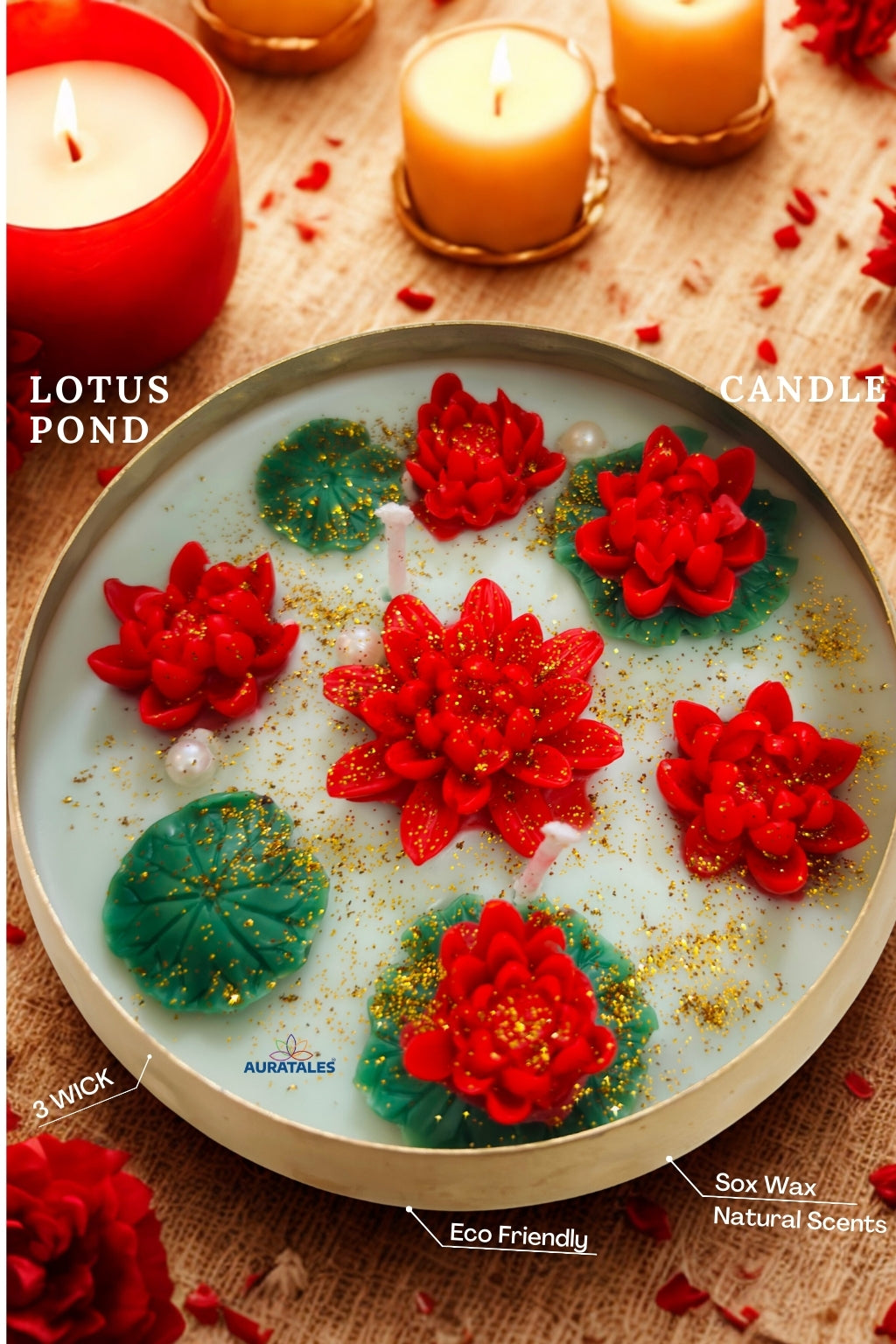 lotus pond urli candle 