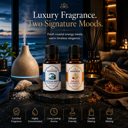 Ocean Mist, Musk Fragrance Oil |30 ml| Pack of 2| Used in Diffusers, Candles, Air Fresheners, Soaps AuraTales