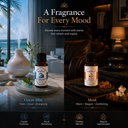 Ocean Mist, Musk Fragrance Oil |30 ml| Pack of 2| Used in Diffusers, Candles, Air Fresheners, Soaps AuraTales