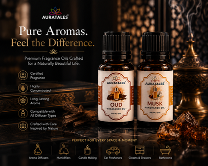 Oud & Musk Fragrance Oil |30 ml| Pack of 2| Used in Diffusers, Candles, Air Fresheners, Soaps AuraTales