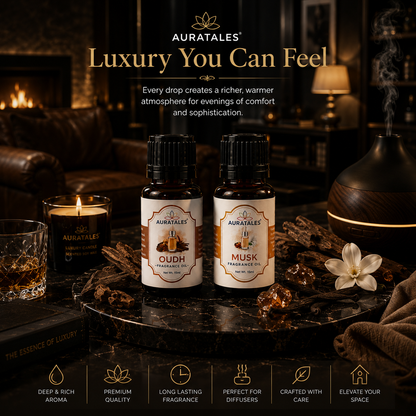 Oud & Musk Fragrance Oil |30 ml| Pack of 2| Used in Diffusers, Candles, Air Fresheners, Soaps AuraTales