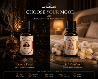 Oud & Musk Fragrance Oil |30 ml| Pack of 2| Used in Diffusers, Candles, Air Fresheners, Soaps AuraTales