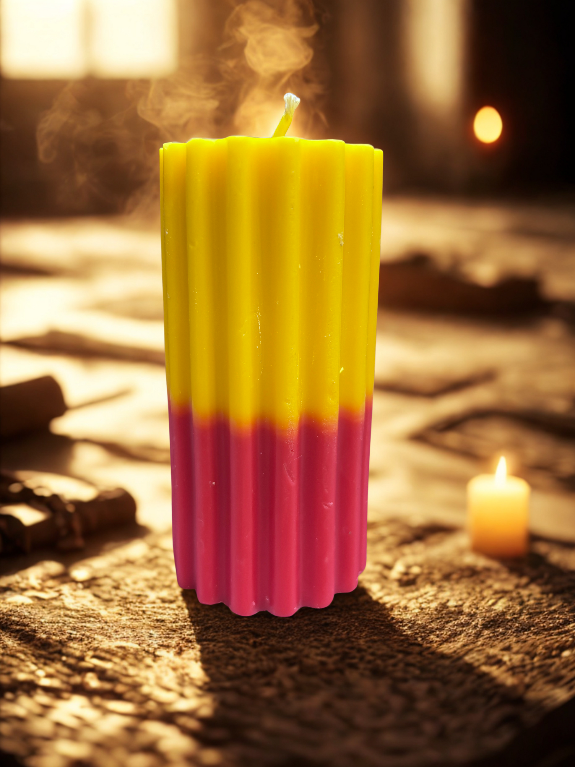 Pillar Candle Dual Color Thick Lines | Festive Gifting & Home Decor-Medium AuraTales