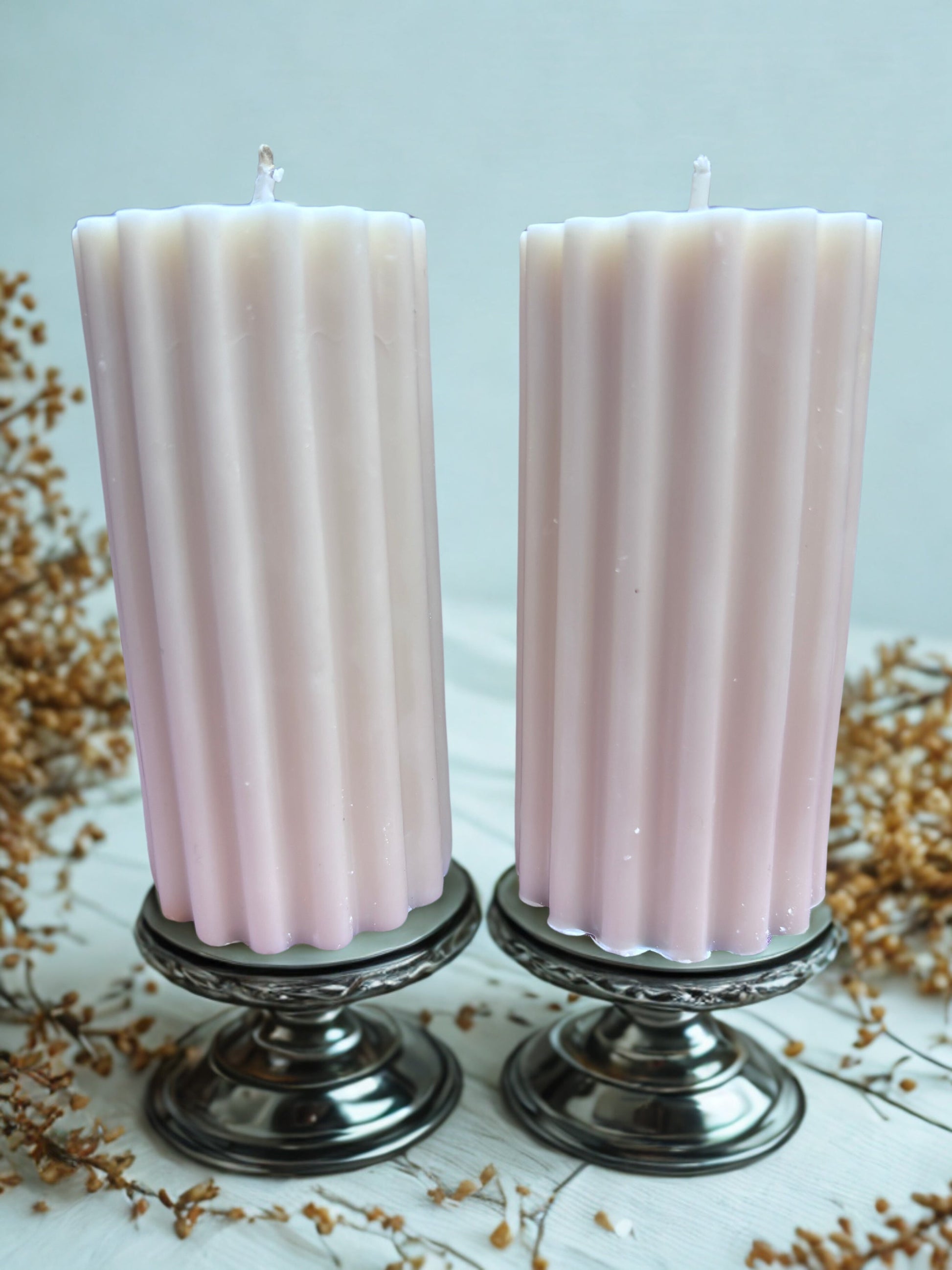 Pillar Candle Scented Candle Ribbed- | Festive Gifting & Home Decor-Medium AuraTales
