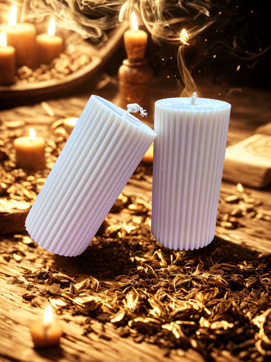 Pillar Candle Scented Candle Thin Ribbed- | Festive Gifting & Home Decor-Medium AuraTales