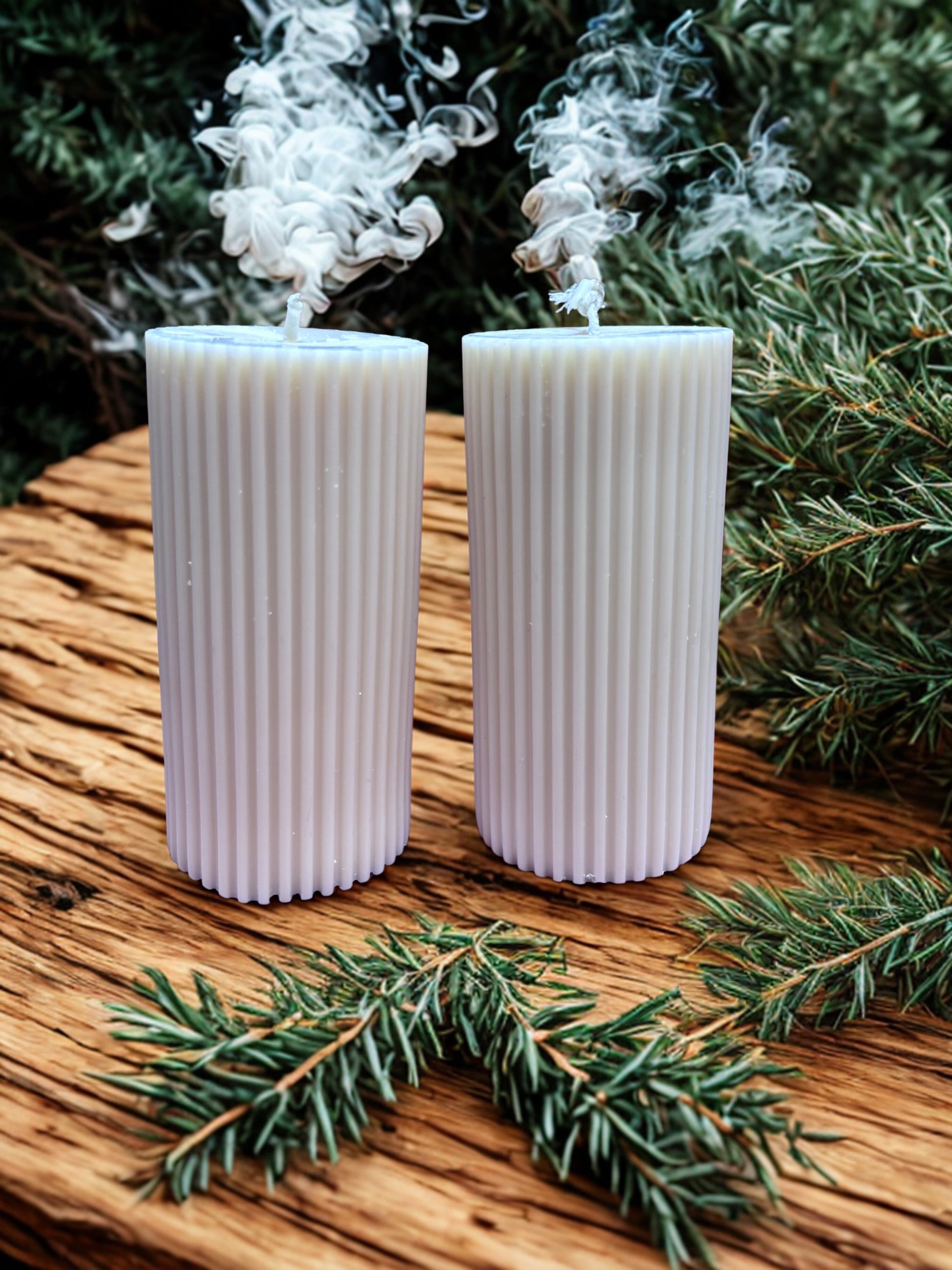 Pillar Candle Scented Candle Thin Ribbed- | Festive Gifting & Home Decor-Medium AuraTales