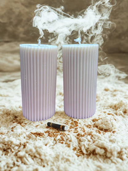 Pillar Candle Scented Candle Thin Ribbed- | Festive Gifting & Home Decor-Medium AuraTales